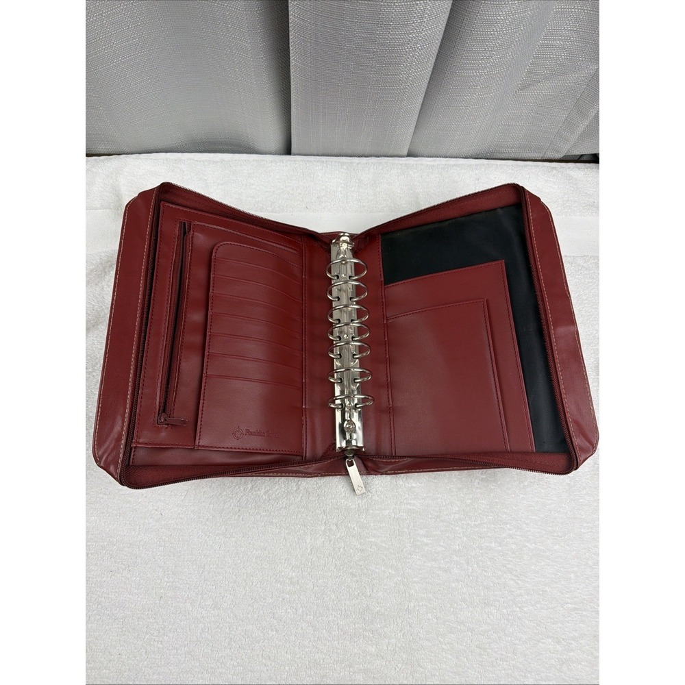 Vtg FRANKLIN COVEY Red  7 Ring Planner Binder  w/ Retractable Handles  8" x 11" - Picture 11 of 16